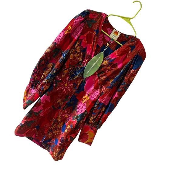 NWT Farm Rio Snake Garden Red Mini Dress XS flaw - Picture 2 of 11